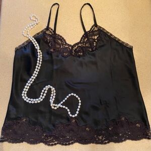 Christian Dior Black Lace Trim Camisole EUC